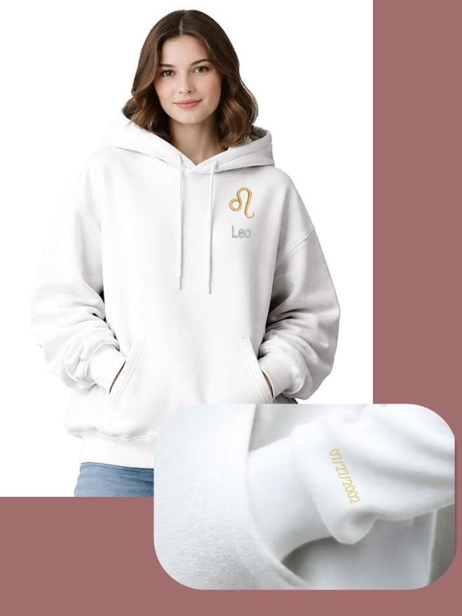 Leo Horescope Embroidery Hoodie