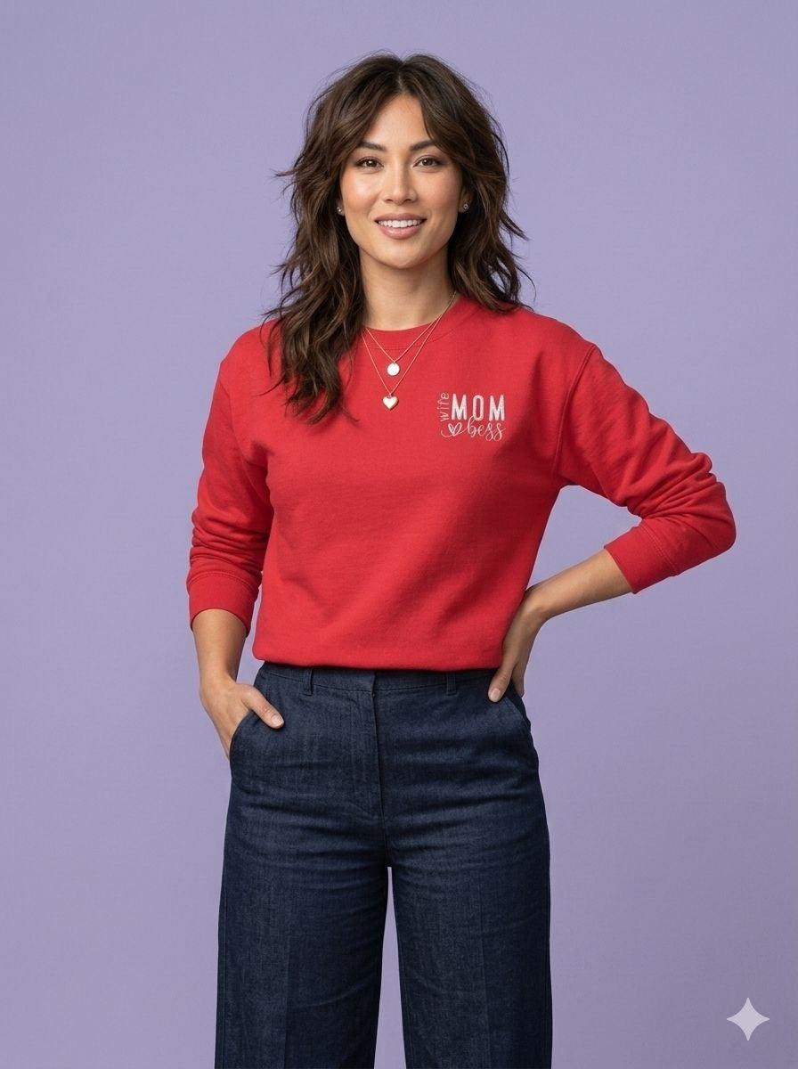 Wife, Mom and Boss Embroidery Design