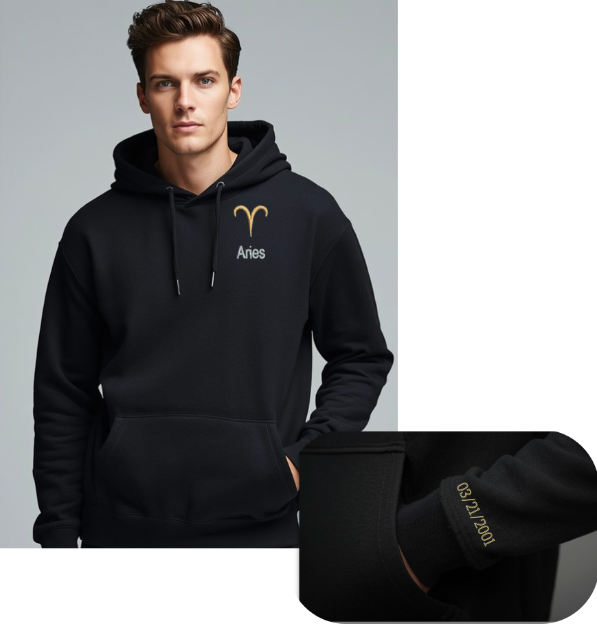 Aries Horoscope Embroidered hoodie